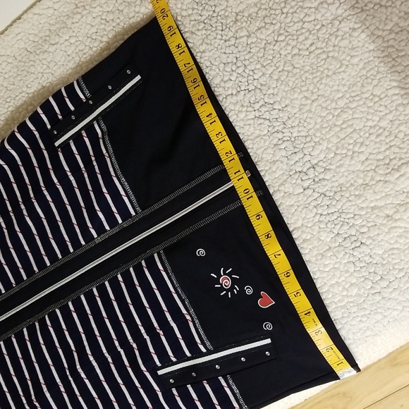 Dolcezza Long Fall Spring Vest Wearable Art / Sz S / Navy blue, white - Picture 14 of 17